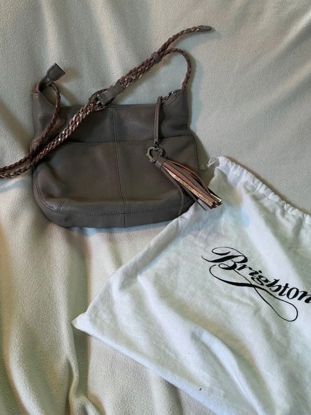 Brighton gray pebbled Barbados hobo bag